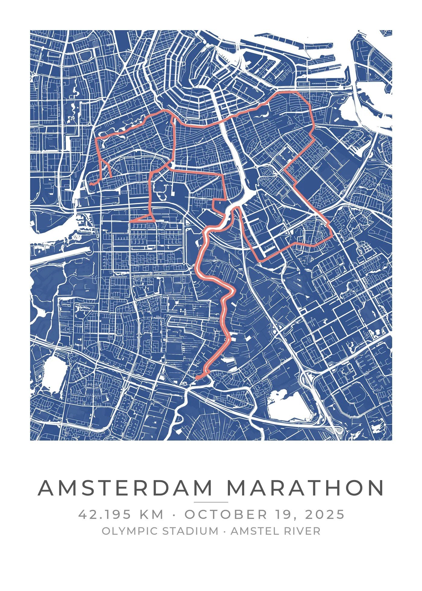 Personalized Amsterdam Marathon Course Map poster
