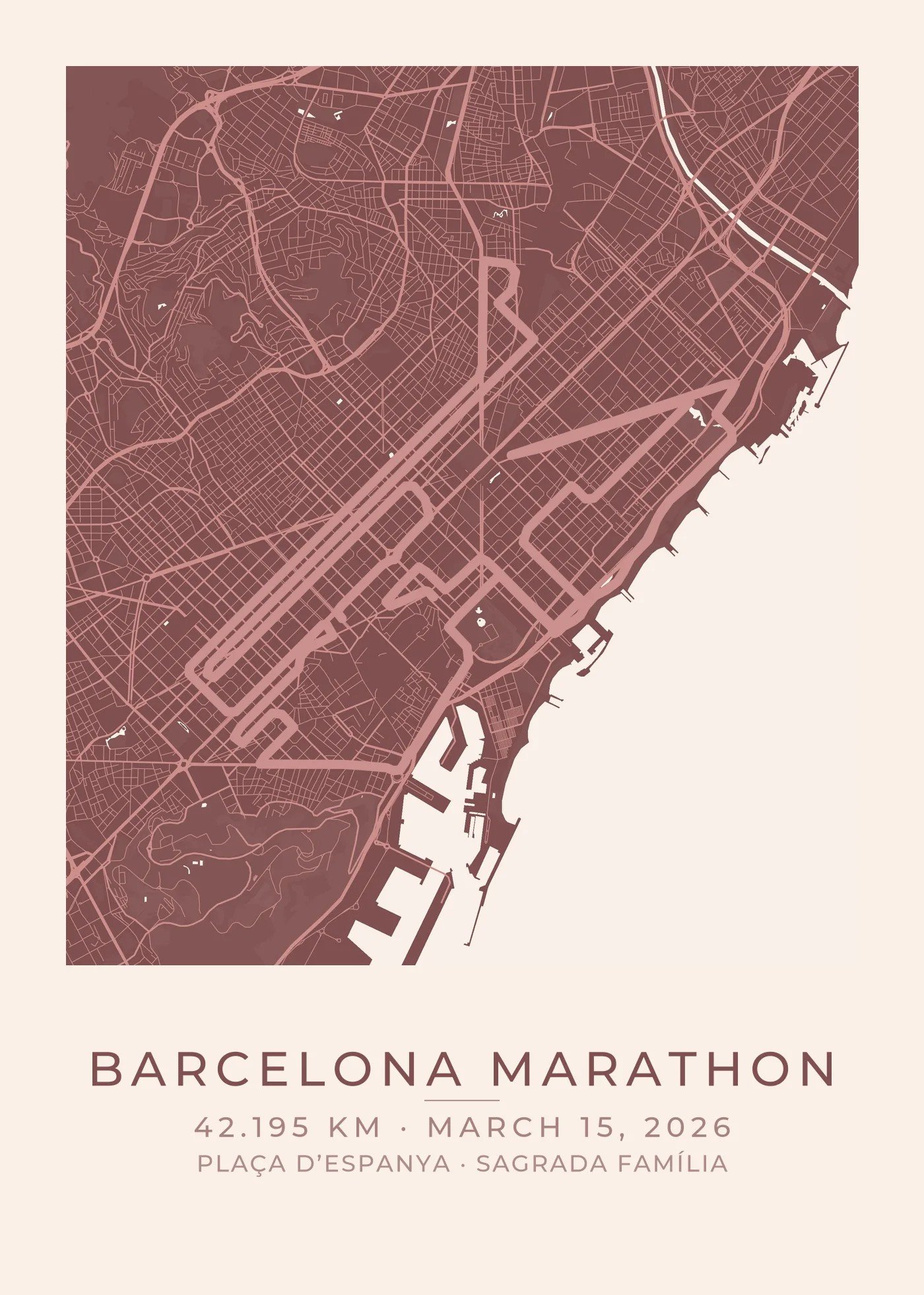 Personalized Barcelona Marathon Course Map poster