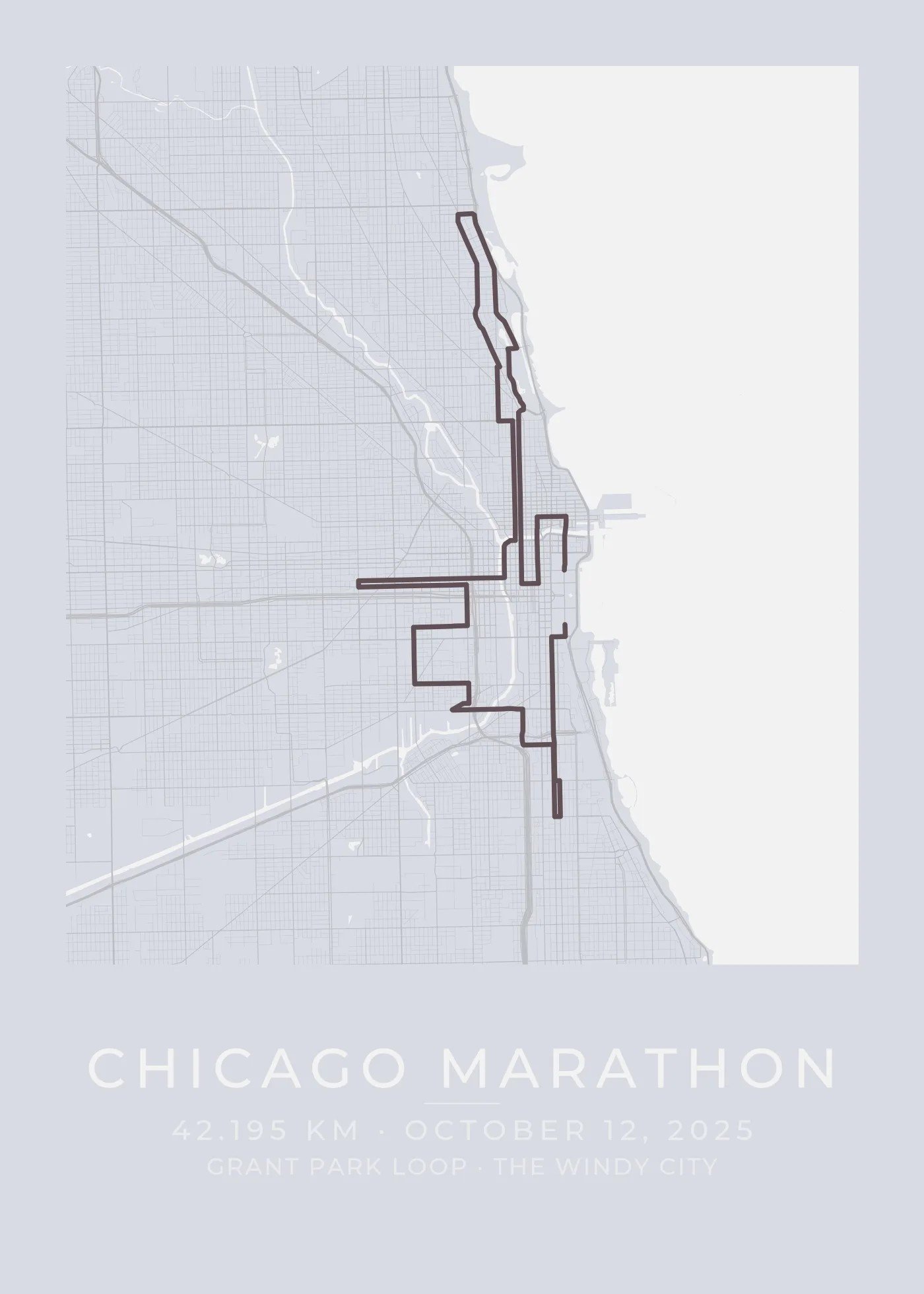 Personalized Chicago Marathon Course Map poster