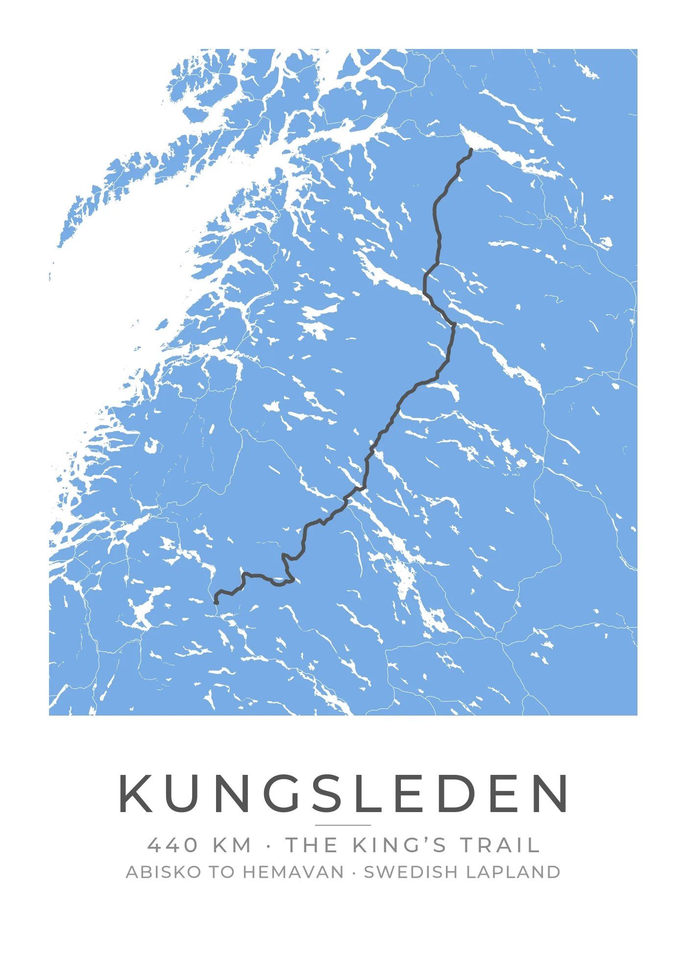 Personalized Kungsleden Trail Map Poster poster
