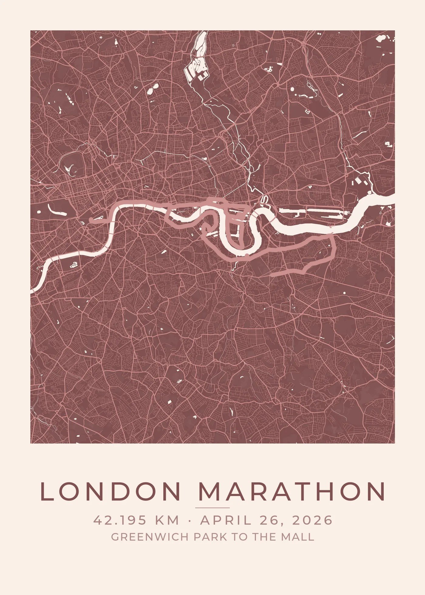 Personalized London Marathon Course Map poster