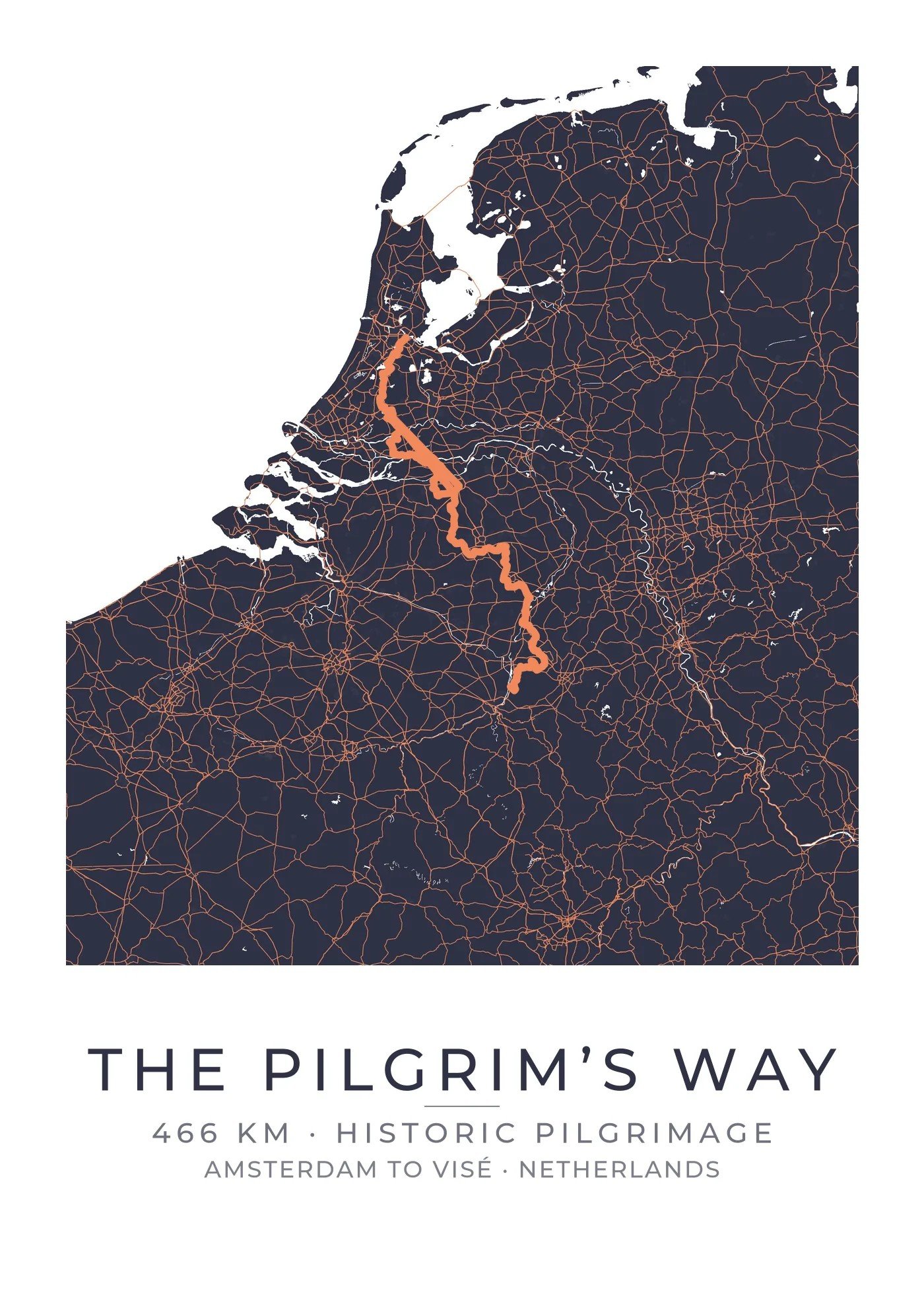 Personalized Het Pelgrimspad Route Map poster