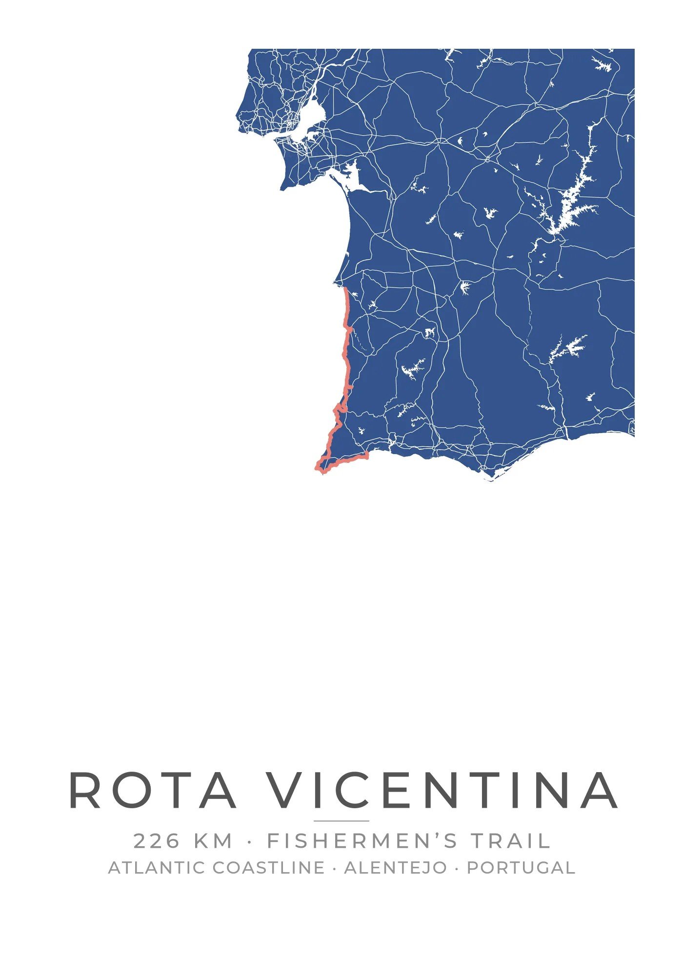 Personalized Rota Vicentina Route Map poster