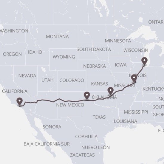 Custom Route 66 road trip map poster
