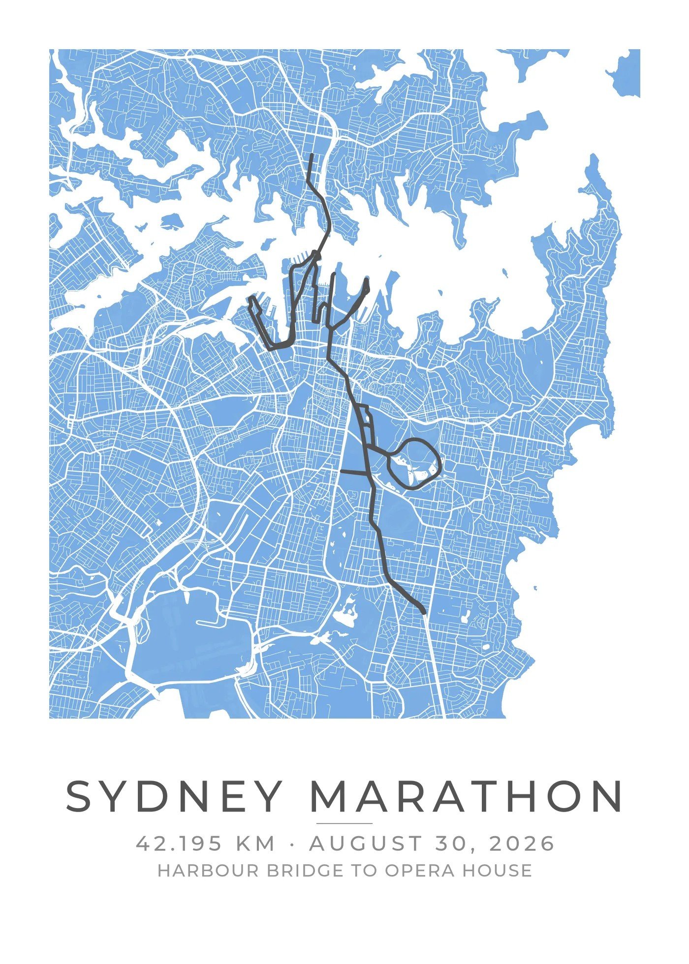 Personalized Sydney Marathon Course Map poster