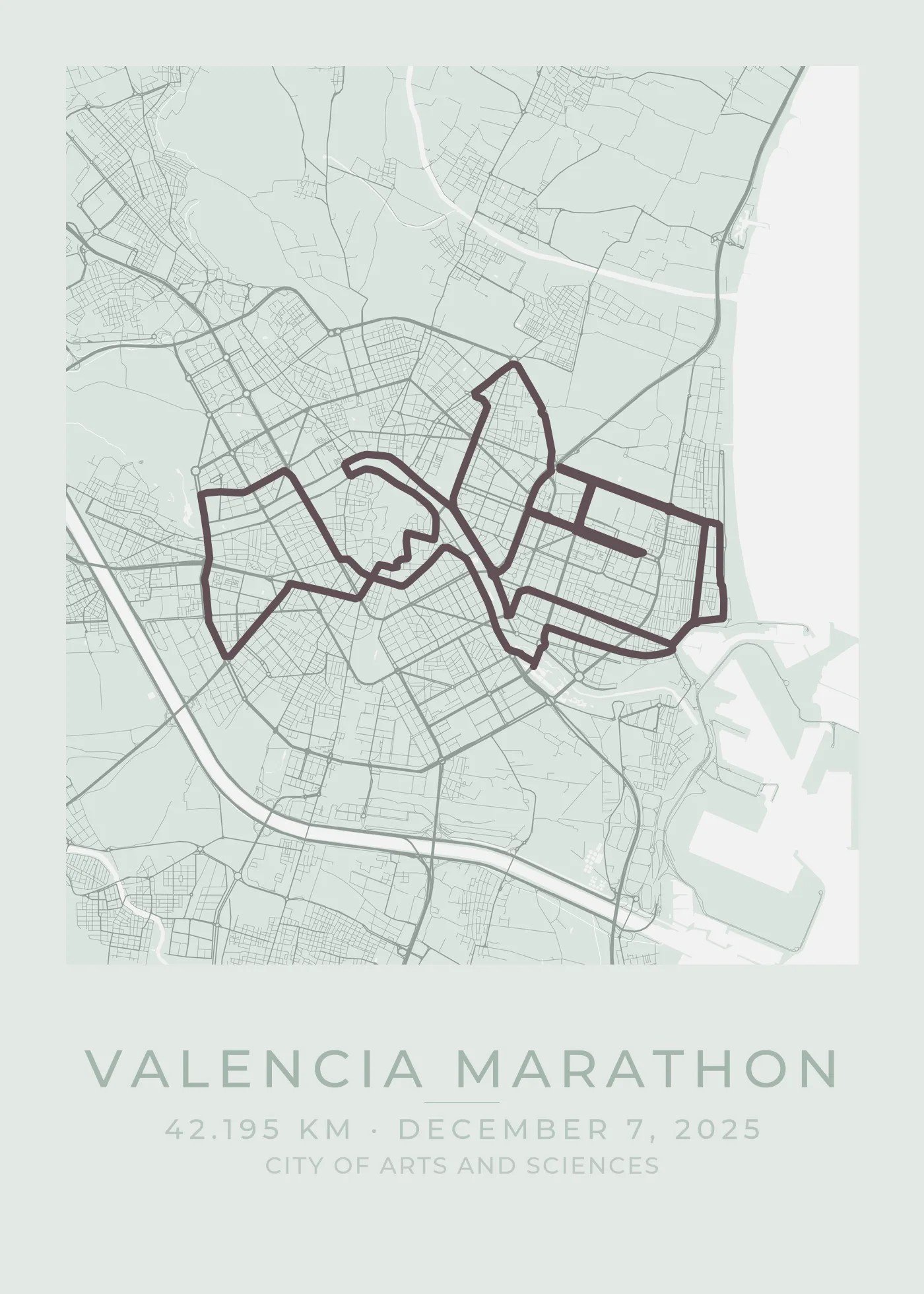 Personalized Valencia Marathon Course Map poster