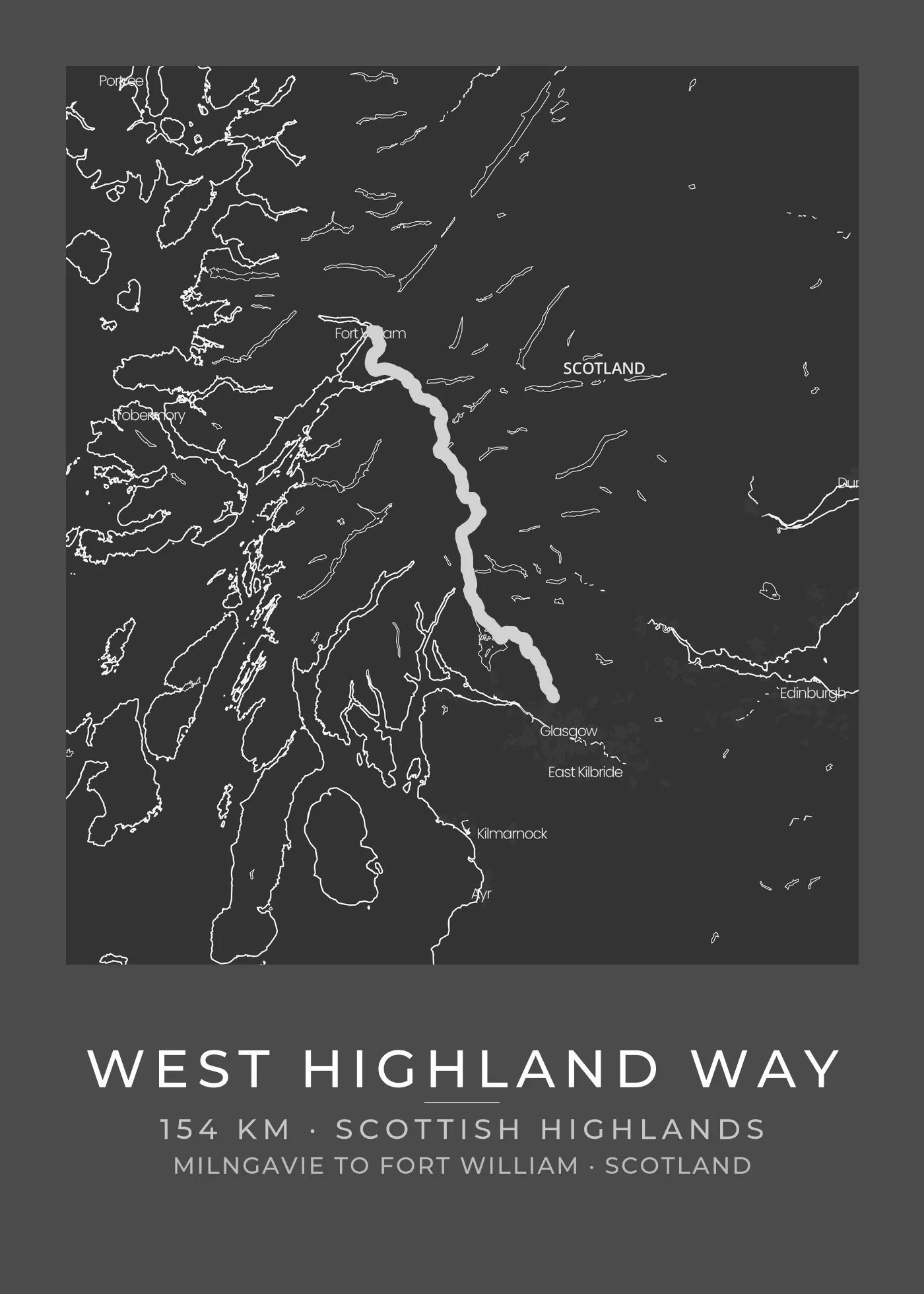 Personalized West Highland Way Trail Map poster