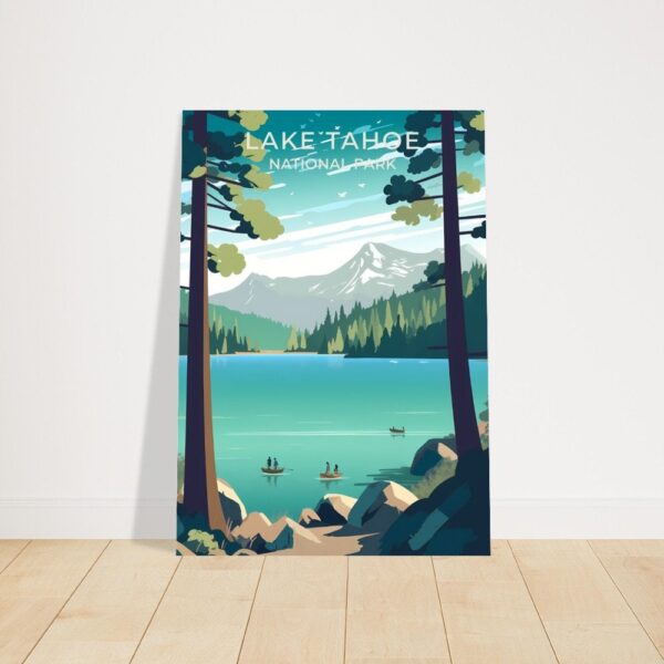 Print Lake Tahoe Poster California-Nevada Border Poster Ski Snowy Mountains Wall Decor Crystal Clear Water Art Print USA