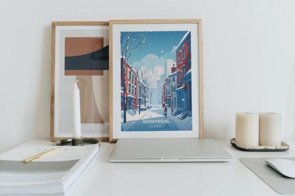 Print Plateau Mont-Royal Poster Quebec Montreal Poster Snowy Streets Wall Decor Winter Cityscape Art Print Canada Montréal