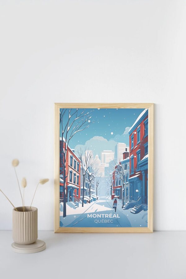 Print Plateau Mont-Royal Poster Quebec Montreal Poster Snowy Streets Wall Decor Winter Cityscape Art Print Canada Montréal