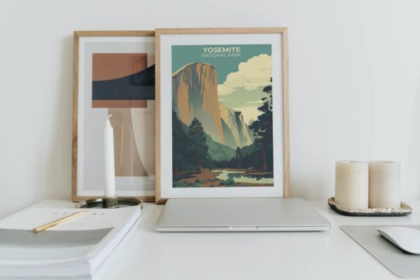 Print Yosemite National Park Poster California National Park California Poster Majestic Cliffs Wall Decor Valley Views Art Print USA