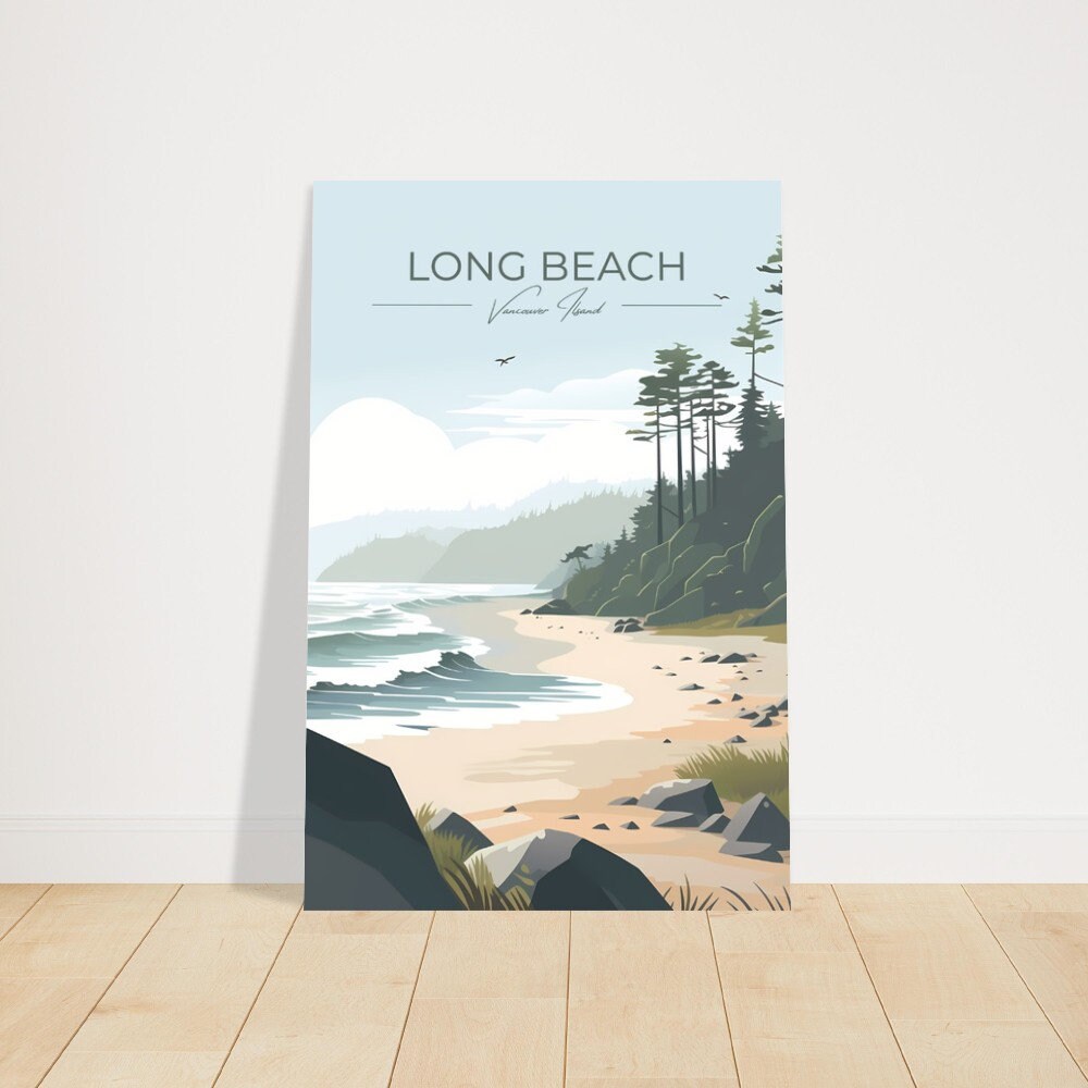 Print Long Beach Poster Tofino British Columbia Poster Surfing Waves Wall Decor Pacific Coast Art Print Canada