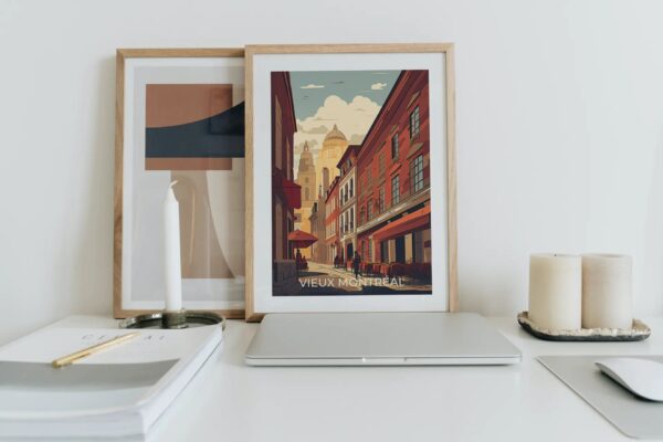 Print Vieux-Montreal Poster Quebec Stroll Historic Streets Quebec Poster Explore Old Port Dining Wall Decor Montréal Walks Art Print Canada