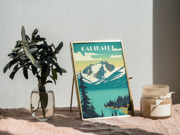 Print Garibaldi Lake Poster British Columbia Poster Hike Alpine Trails Wall Decor Serene Lakeside Camping Art Print Canada