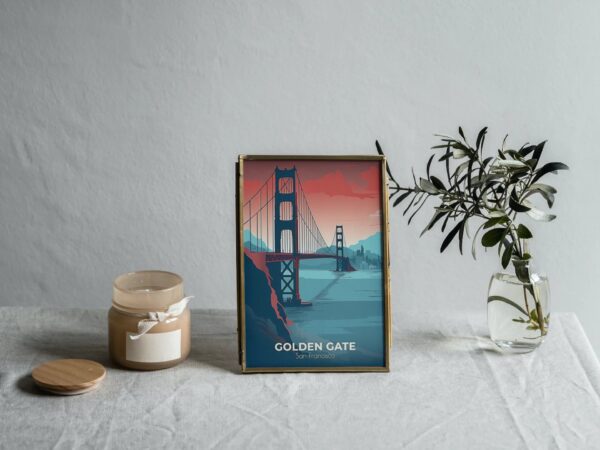 Print Golden Gate Bridge Poster California Iconic Landmark California Poster Bike Bay Views Wall Decor Sunset Spots Art Print USA