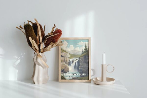 Print Athabasca Falls Poster Jasper National Park Alberta Poster Canadian Waterfall Print Alberta Wall Decor Jasper National Park Art Print