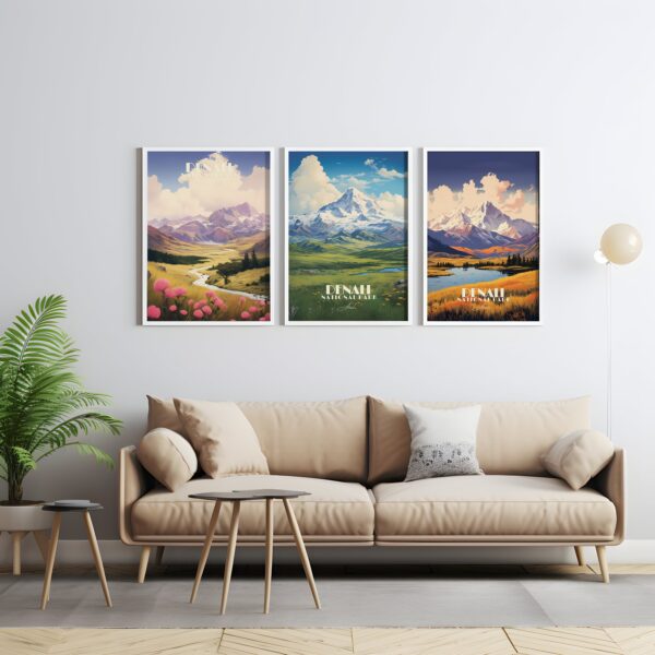 Poster Denali National Park Print Alaska USA Poster National Park Alaska Wall Decor Denali Art Print Autumn Mont Lake Print