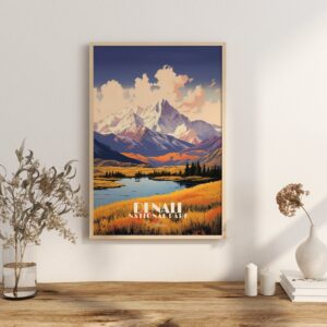 Poster Denali National Park Print Alaska USA Poster National Park Alaska Wall Decor Denali Art Print Autumn Mont Lake Print