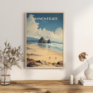 Print Cannon Beach Poster Oregon Wall Decor Beach Art Cannon Beach Poster USA Art Print Ocean Rocky