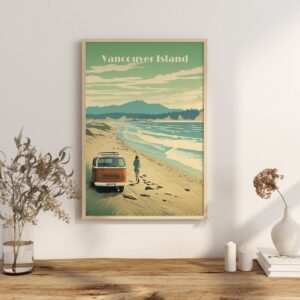 Print Vancouver Island Poster British Columbia Poster Van Adventure Wall Decor Sandy Beach Art Print Canada