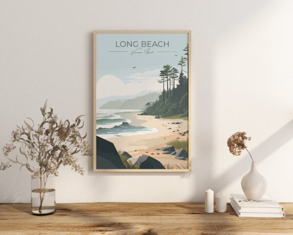 Print Long Beach Poster Tofino British Columbia Poster Surfing Waves Wall Decor Pacific Coast Art Print Canada