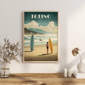 Print Tofino Surfer Poster British Columbia Poster Surf Pacific Coast Wall Decor Wild Waves Art Print Canada