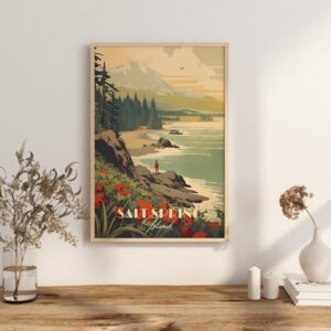 Print Salt Spring Island Poster British Columbia Poster Kayak Coastal Waters Wall Decor Artisan Markets Visit Art Print Canada