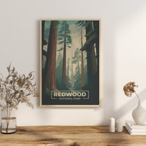 Print Redwood National Park Poster California National Park California Poster Hike Tall Trees Wall Decor Ancient Forest Art Print USA