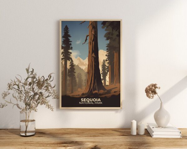 Print Sequoia National Park Poster California National Park California Poster Hike Giant Trees Wall Decor Forest Landscape Art Print USA