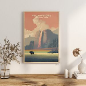 Print Yellowstone National Park Poster Wyoming National Park Wyoming Poster Watch Geysers Wall Decor Wildlife Landscape Art Print USA