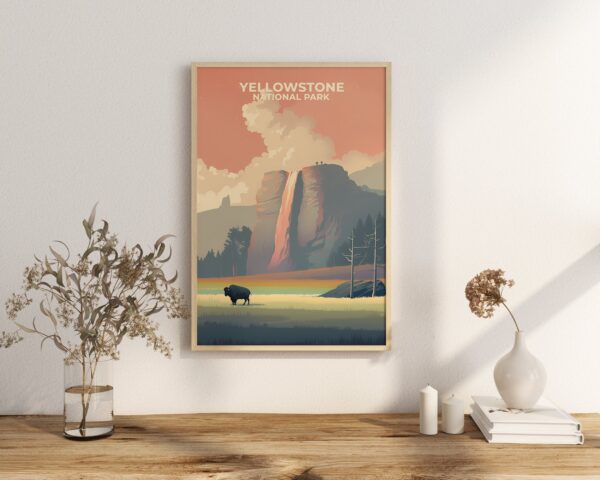 Print Yellowstone National Park Poster Wyoming National Park Wyoming Poster Watch Geysers Wall Decor Wildlife Landscape Art Print USA