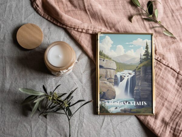 Print Athabasca Falls Poster Jasper National Park Alberta Poster Canadian Waterfall Print Alberta Wall Decor Jasper National Park Art Print