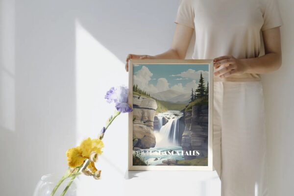 Print Athabasca Falls Poster Jasper National Park Alberta Poster Canadian Waterfall Print Alberta Wall Decor Jasper National Park Art Print