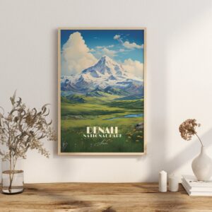 Poster Denali National Park Print Alaska USA Poster National Park Alaska Wall Decor Denali Art Print Autumn Mont Lake Print