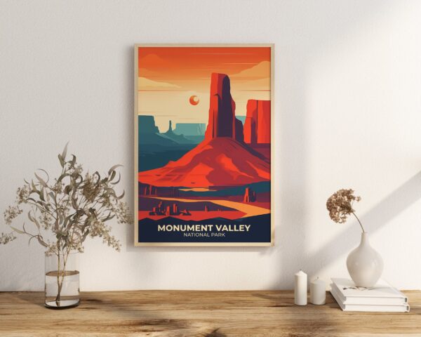 Print Monument Valley Poster Utah-Arizona Border Poster Drive Scenic Routes Wall Decor Red Desert Landscape Art Print USA