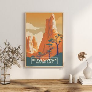 Print Bryce Canyon Poster Utah National Park Utah Poster Hike Hoodoos Formations Wall Decor Red Rock Landscape Art Print USA