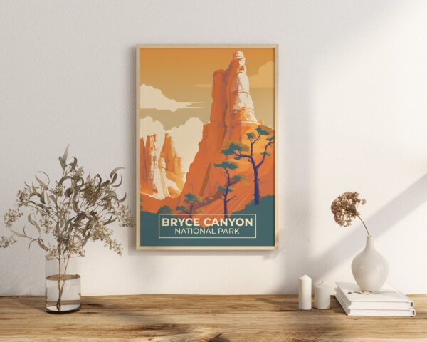 Print Bryce Canyon Poster Utah National Park Utah Poster Hike Hoodoos Formations Wall Decor Red Rock Landscape Art Print USA