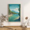 Print Lake Tahoe Poster California-Nevada Canoe Poster Ski Snowy Mountains Wall Decor Crystal Clear Water Art Print USA