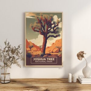 Print Joshua Tree National Park Poster California Park Poster Hike Unique Rock Formations Wall Decor Joshua Trees Art Print USA