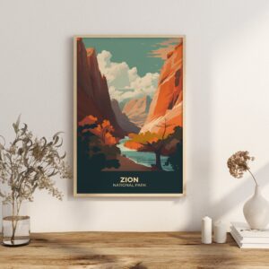 Print Zion National Park Poster Utah National Park Utah Poster Hike Zion Canyons Wall Decor Zion Scenic Views Art Print USA