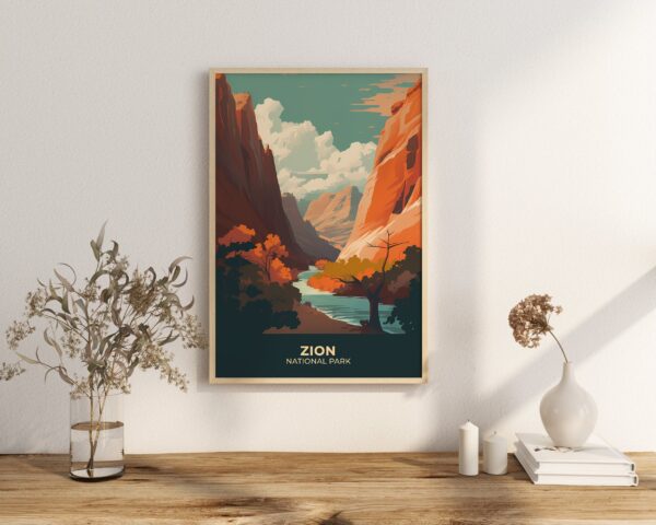 Print Zion National Park Poster Utah National Park Utah Poster Hike Zion Canyons Wall Decor Zion Scenic Views Art Print USA