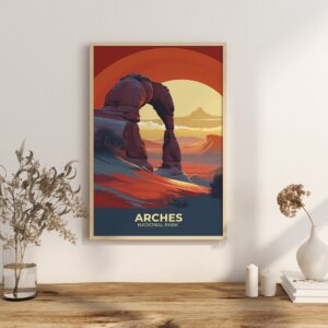 Print Arches National Park Poster Utah National Park Utah Poster Hike Delicate Arch Wall Decor Utah Landscape Art Print USA