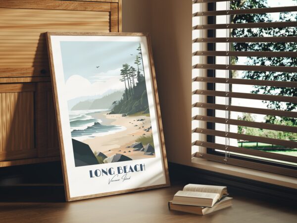 Print Long Beach Poster Tofino British Columbia Poster Surfing Waves Wall Decor Pacific Coast Art Print Canada