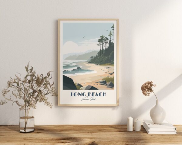 Print Long Beach Poster Tofino British Columbia Poster Surfing Waves Wall Decor Pacific Coast Art Print Canada