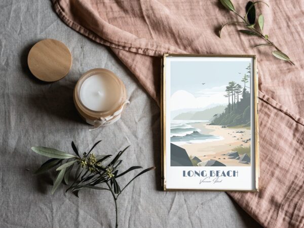 Print Long Beach Poster Tofino British Columbia Poster Surfing Waves Wall Decor Pacific Coast Art Print Canada