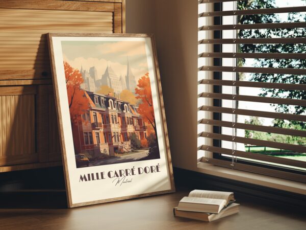 Print Mille Carré Doré Montreal Poster Downtown Historic Golden Square Mile Wall Decor Architecture Art Print Canada Vintage