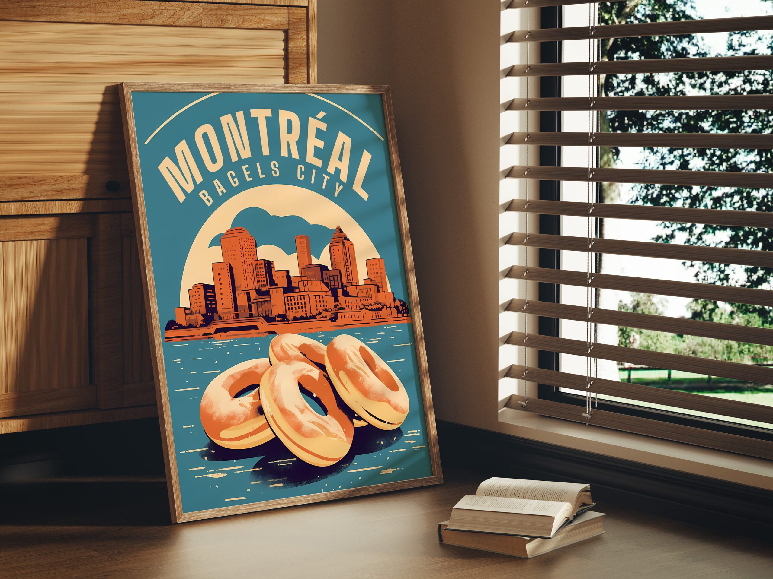 Print Montreal Bagel poster bagel Skyline - Wall Decor Local Cuisine Art Print Canada Quebec Mont Royal, print Viateur Bakery print factory