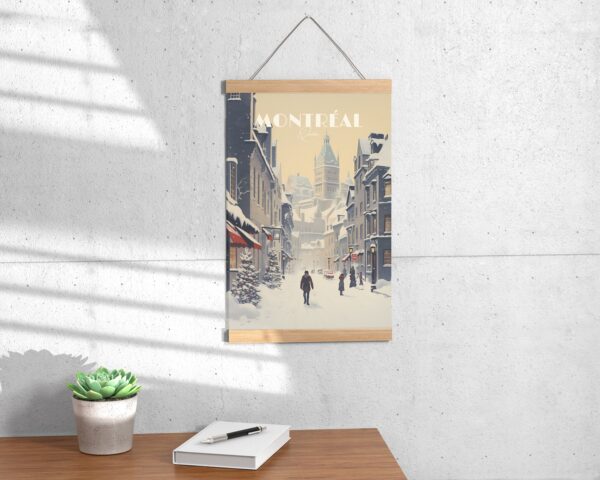 Print Montreal Old City Poster Snow Old Montreal Cityscape Wall Decor Historic Charm Art Print Vieille ville Downtown Canada Vintage