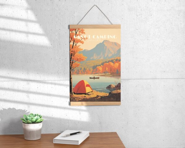 Print Canoe Camping, Mauricie Park Poster, National Park Quebec - Wall Decor Nature Canoeing Art Print Canada - Canoeing, Hiking vintage