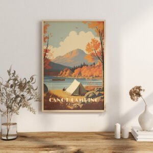 Print Canot-Camping Mont-Tremblant Poster Outdoor Adventure Quebec Wall Decor Nature Canoeing Art Print Canada kayal hike walk vintage